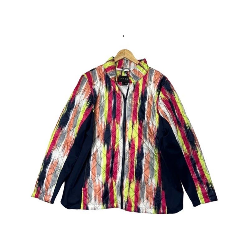 NUAGE Diamond Quilted Jacket Knit Side Trims Pastel Brush XL